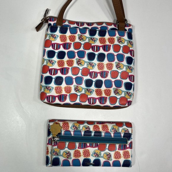Relic By Fossil Crossbody Bag With Matching Billfold, White Multicolor Glasses- - Picture 12 of 12